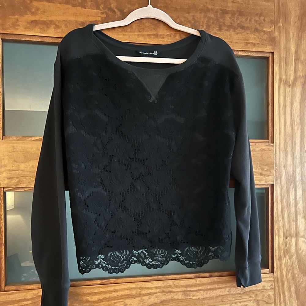 Abercrombie lace overlay terry sweatshirt